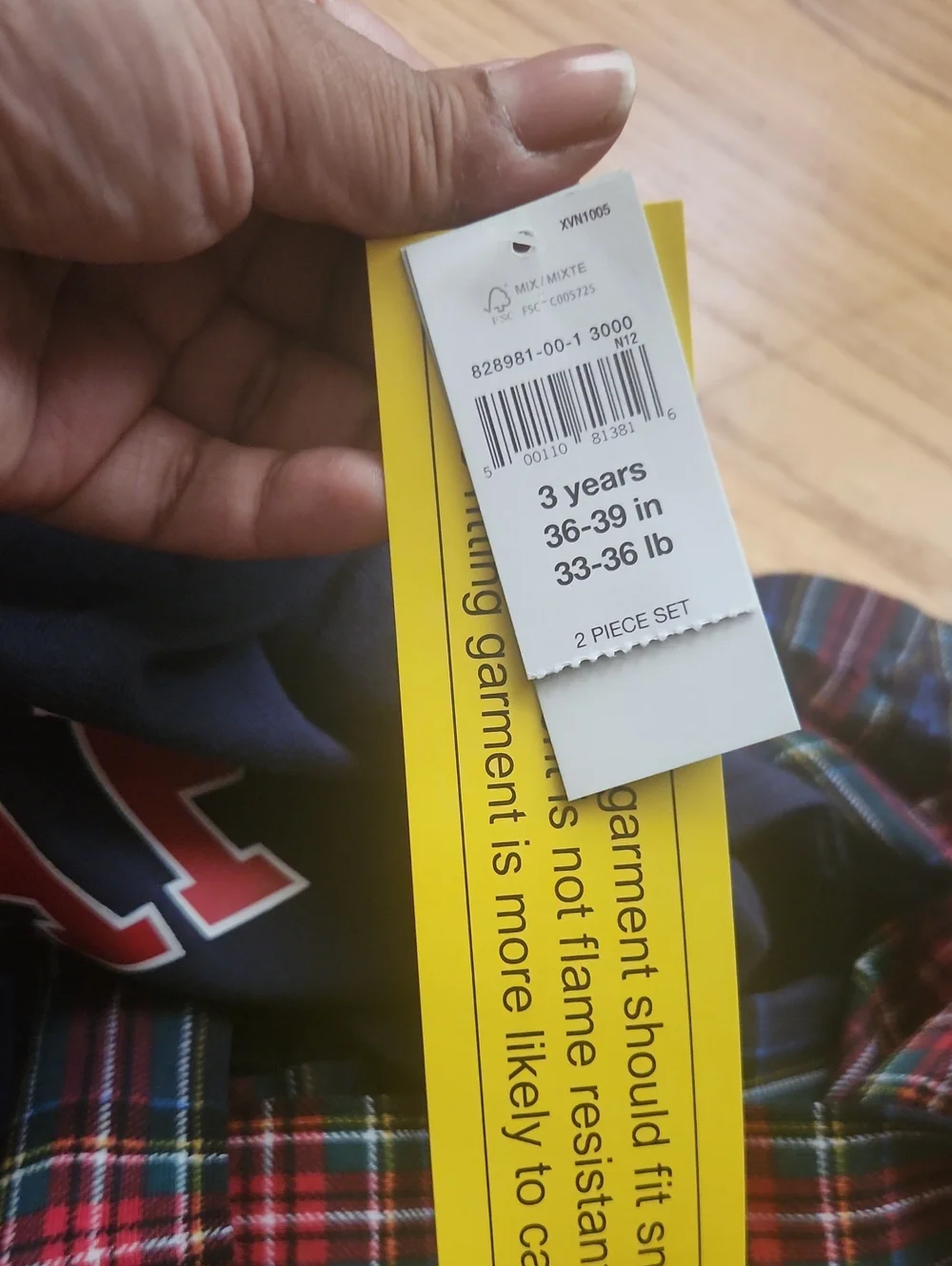 Nwt Toddler GAP Navy Top & Multicolor Plaid Pajama Set 3T 100% Cotton